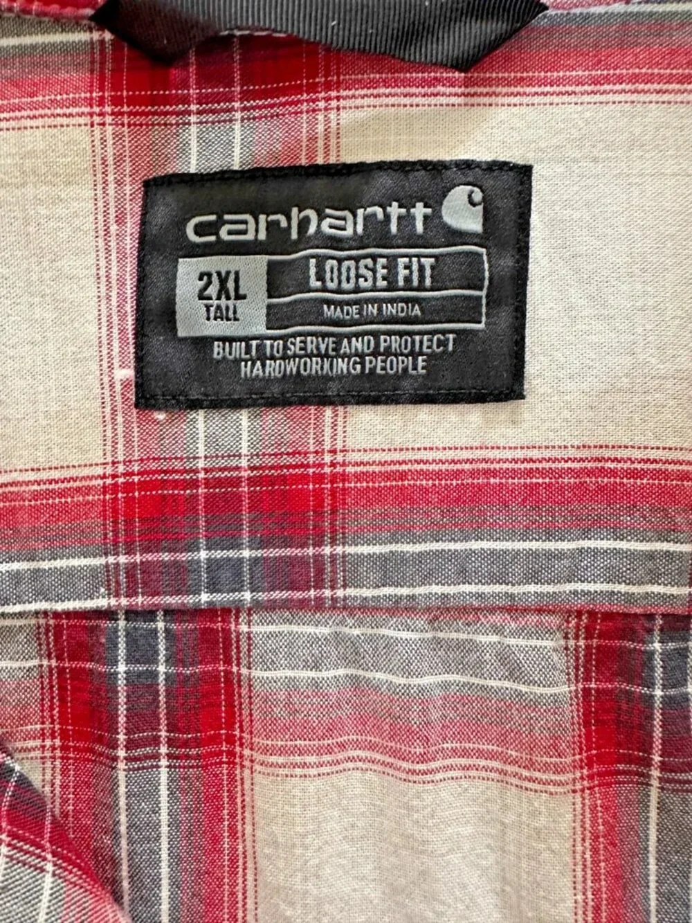 Carhartt Men's Button Down Shirt Plaid Relaxed Fit 2XLT Indie Modern Western